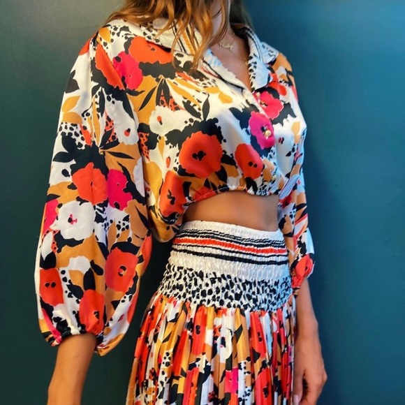 Vintage Reworked Diane Freis top AND skirt set S/M